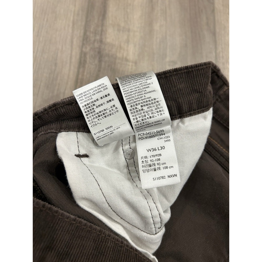 Levis Pants Mens 36x30 Brown 511 Slim Corduroy Stretch Preppy Taper - Picture 6 of 11